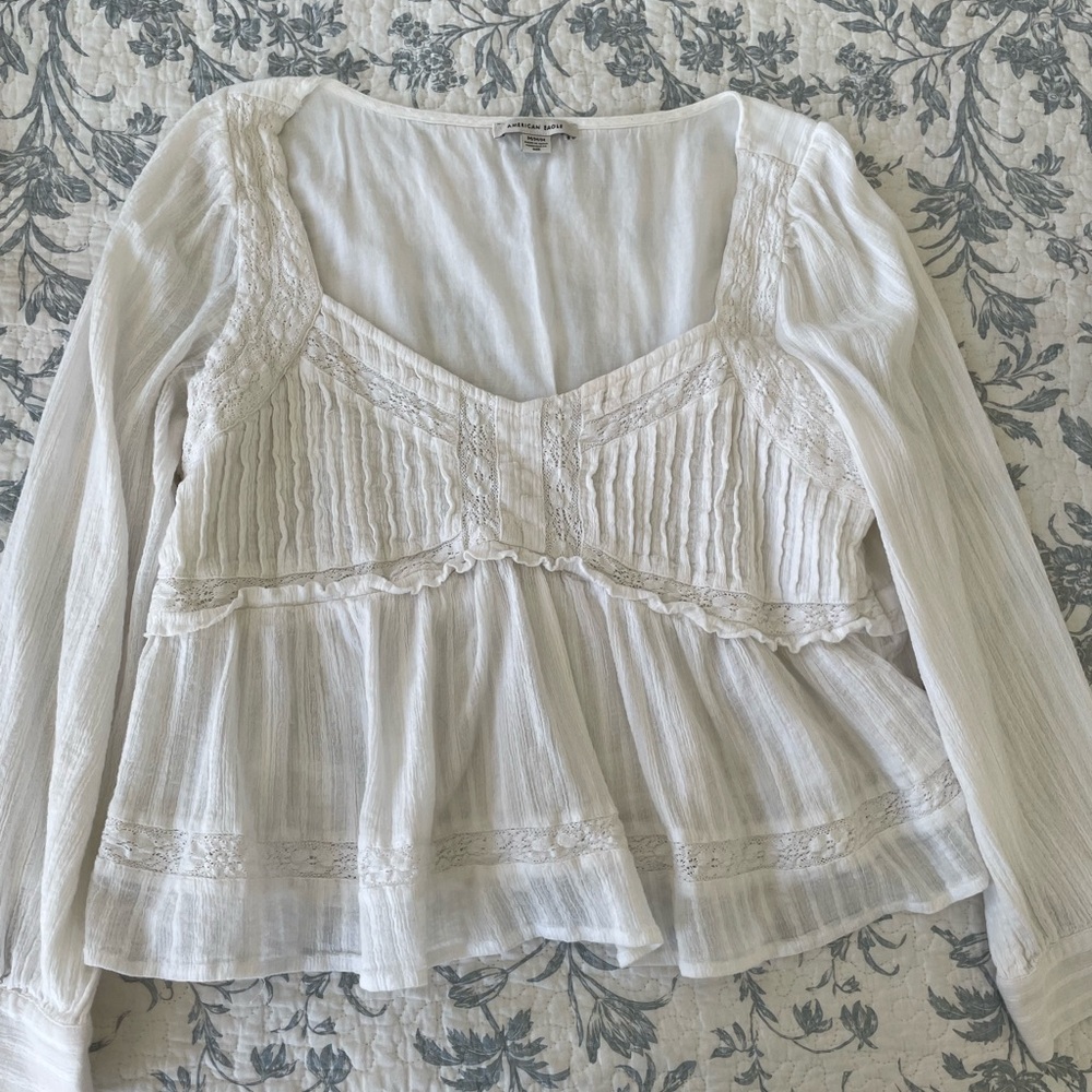 American Eagle Outfitters Cream Blouse